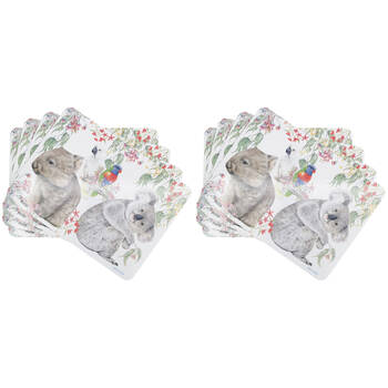 2x 4pc Urban Popcorn Blue Australiana Cork Wooden Placemats 28x38cm White/Green