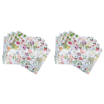 2x 4pc Urban Botanicals Floral Cork Wooden Table Placemats 28x38cm Blue