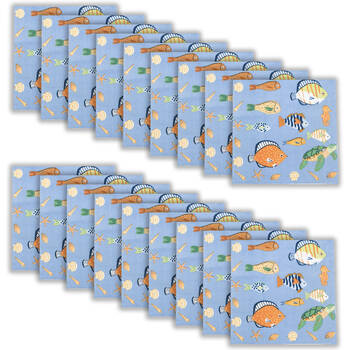 18x 20pc Urban Reef Animals Napkins Paper Serviette Set 33x33cm Green