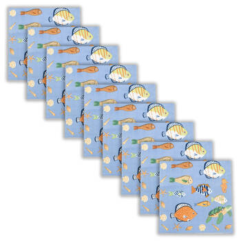9x 20pc Urban Reef Animals Napkins Paper Serviette Set 33x33cm Green