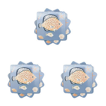 3x 4pc Urban Reef Animals Cork Wooden Table Coasters Set 10cm Green