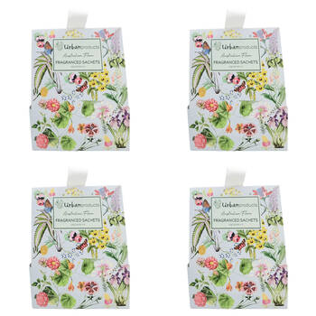 4x 4pc Urban Australian Floral Botanicals Fragranced Paper Sachets Gift Pack 40g