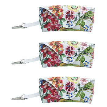 3PK Urban Leather Botanical Glasses Soft Storage Case 6x16cm Blue