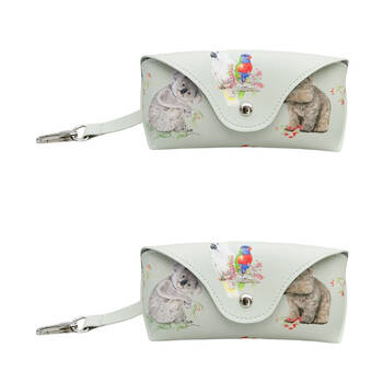 2PK Urban Leather Popcorn Blue Glasses Storage Case 6x16cm Sage Green