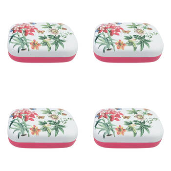 4PK Urban Leather Botanical Mini Travel Cosmetic Storage Case 9cm Blue