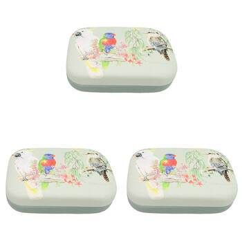 3PK Urban Leather Popcorn Blue Australian Birds Mini Travel Case 9cm Sage Green