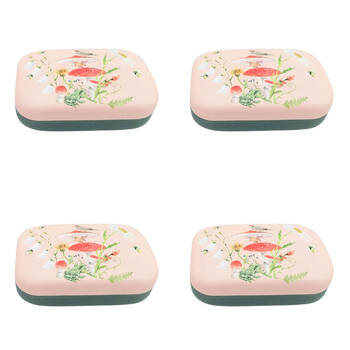 4PK Urban Leather Bee Enchanted Mini Travel Cosmetic Storage Case 9cm Pink