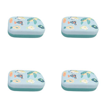 4PK Urban Leather Reef Mini Travel Cosmetic Storage Case 9cm Blue