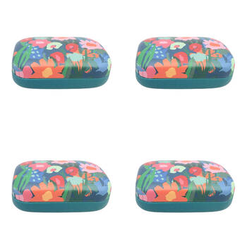 4PK Urban Leather Nell Floral Mini Travel Storage Case 9cm Green