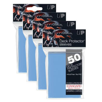 4x 50pc Ultra Pro Card Deck Sleeve Protector 66x91mm - Light Blue