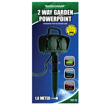 Ultracharge 2 Socket Garden Outdoor Power Board