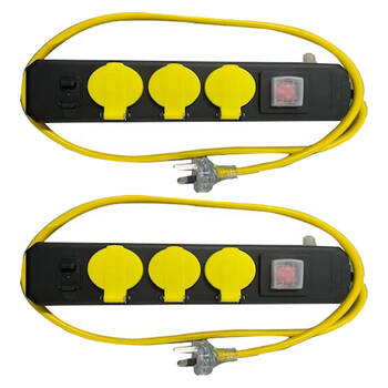 2PK Ultracharge Powerboard 3 Outlet Socket 2.4 USB 2.4A Black/Yellow