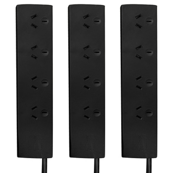 3PK Ultracharge 4 Socket Standard Power Board - Black