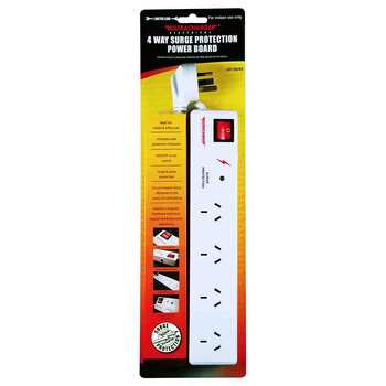 Ultracharge 4 Socket Surge Power Board - White 