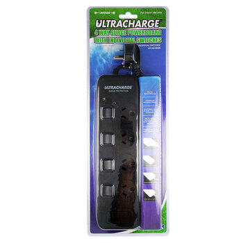 Ultracharge 4 Socket Surge Power Board W/ Individual Switches 