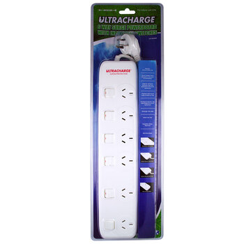 Ultracharge 6 Socket Surge Power Board W/ Individual Switches 
