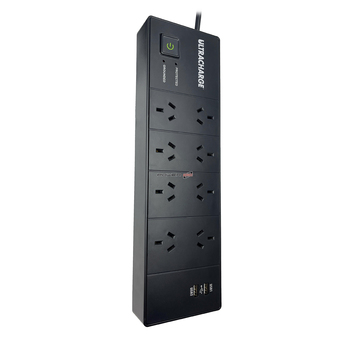 Ultracharge 8 Way Surge Protected Board With 2X Usb Black