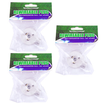 3PK Ultracharge 10A Rewireable Plug 240V Side Entry