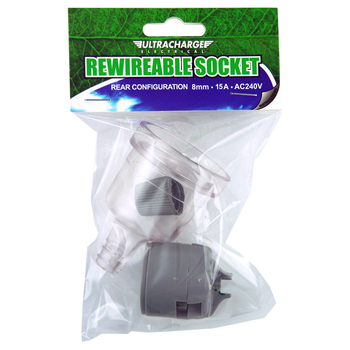Ultracharge 15A Rewireable Socket 240V Rear Entry