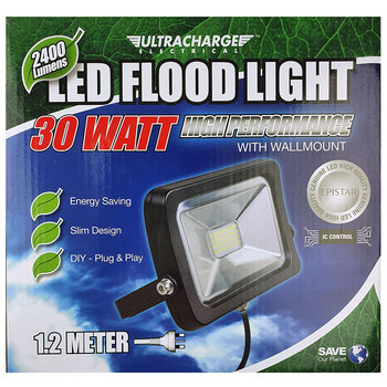 Ultracharge 30W Wall Mounted Led Floodlight - Black