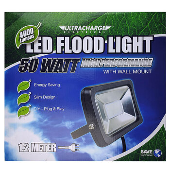 Ultracharge 50W Wall Mounted Led Floodlight - Black