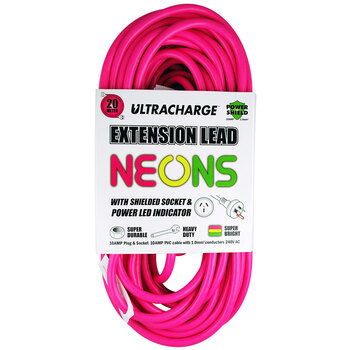 Ultracharge 10A ‘Neons’ Extension Lead 20M Heavy Duty