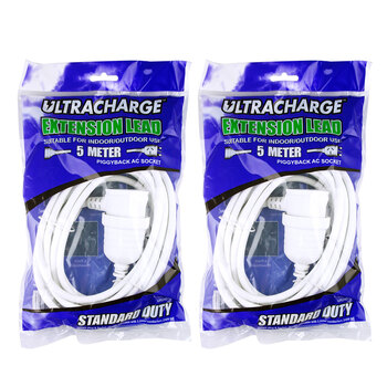 2PK Ultracharge Extension Lead 5M With Piggy Back Plug