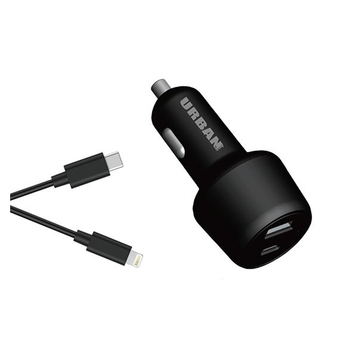 Urban 30W Dual Port Car Charger w/ 1m Cable - Black