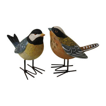 2pc LVD Resin Birds Outdoor Garden Decor 14cm - Yellow Breast