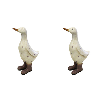 2PK LVD Polyresin Duck Aubergine Boots Sculpture Home/Office Decor 22cm