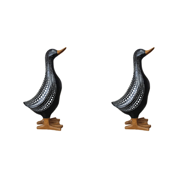 2PK LVD Polyresin Duck White Dots Sculpture Home/Office Decor 30.5cm Tall