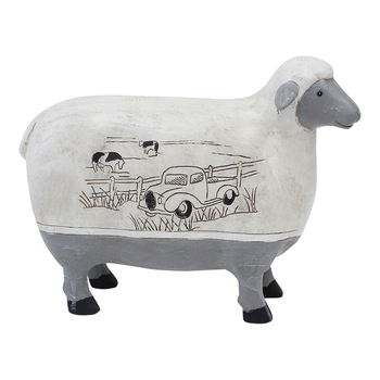 LVD Resin 28cm Sheep Truck Ornament Sculpture Decor - White