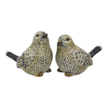 LVD 2pc Resin 20cm Tawny Bird Home Decorative Figurine Set - Yellow