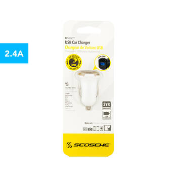 Scosche reVOLT 12W USB Car Charger - White/Gold