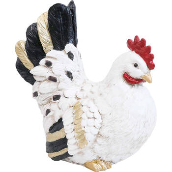 LVD Sitting Chicken Resin Sculpture Home/Garden Decor 17cm White