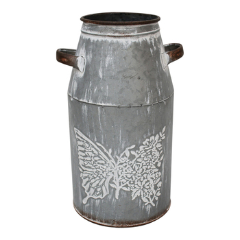 LVD Metal 29cm Butterfly Urn Tin Vase Home Decor - Grey