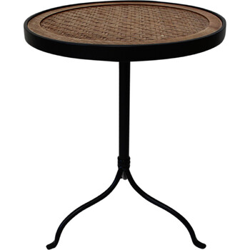 LVD Large Metal/Cane Top 50x59.5cm Table Furniture Round - Brown/Black