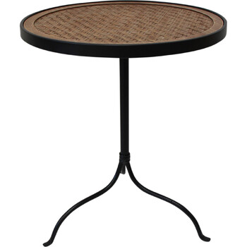 LVD Small Metal/Cane Top 40x51cm Table Furniture Round - Brown/Black