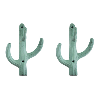 2PK LVD Metal 14cm Double Hook Home Decorative Hanger - Soft Green