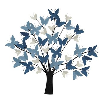 LVD Metal 88cm Wall Hanging Decor Butterfly Tree - Blue