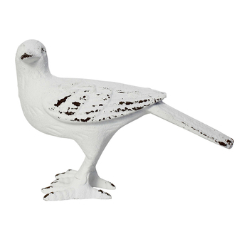LVD Metal 17cm French Bird Sculpture Ornament - Rustic White
