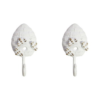2PK LVD Metal 15.5cm Bee Hive Hook Wall Hanger Decor - White