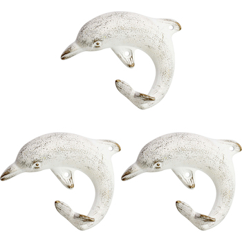 3PK LVD Dolphin Hook White Decorative Wall Hangers Home Organisation