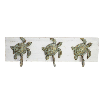 LVD Fir Wood/Metal 46cm Turtle Row Hooks Clothes Hanger Home Decor - Gold