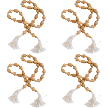 4PK LVD Birch Wood Bead Tassel Home/Lounge Decor 120cm - Coast