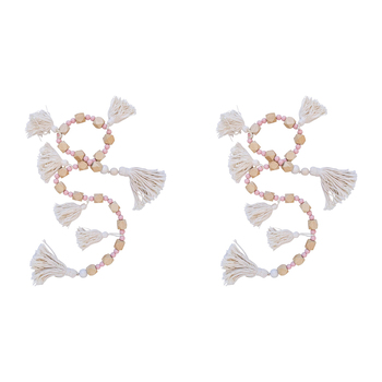 2PK LVD Wooden Bead Tassel Home Decor 100cm - Dusty Pink