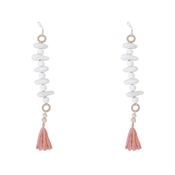 2PK LVD Iron/Wood Bead Tassel Organic Home Decor 75cm