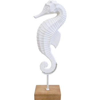 LVD Iron/MDF Seahorse on Stand Home Decor 12x35.5cm - White