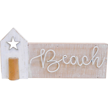 LVD Fir Wood/Iron Beach House Sign Home/Room Decor 24x11.5cm