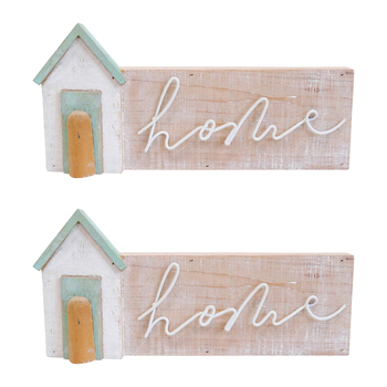 2PK LVD Fir Wood/Iron House Sign Home/Room Decor 24x11.5cm